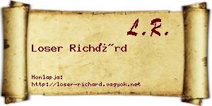 Loser Richárd névjegykártya